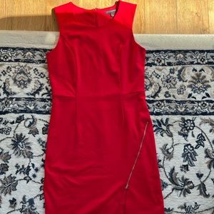 Side Zipper Slit Red Banana Republic Shift Dress